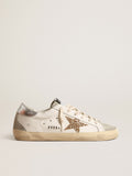 Women's Super-Star with gold glitter star and ice-gray suede inserts| Golden Goose