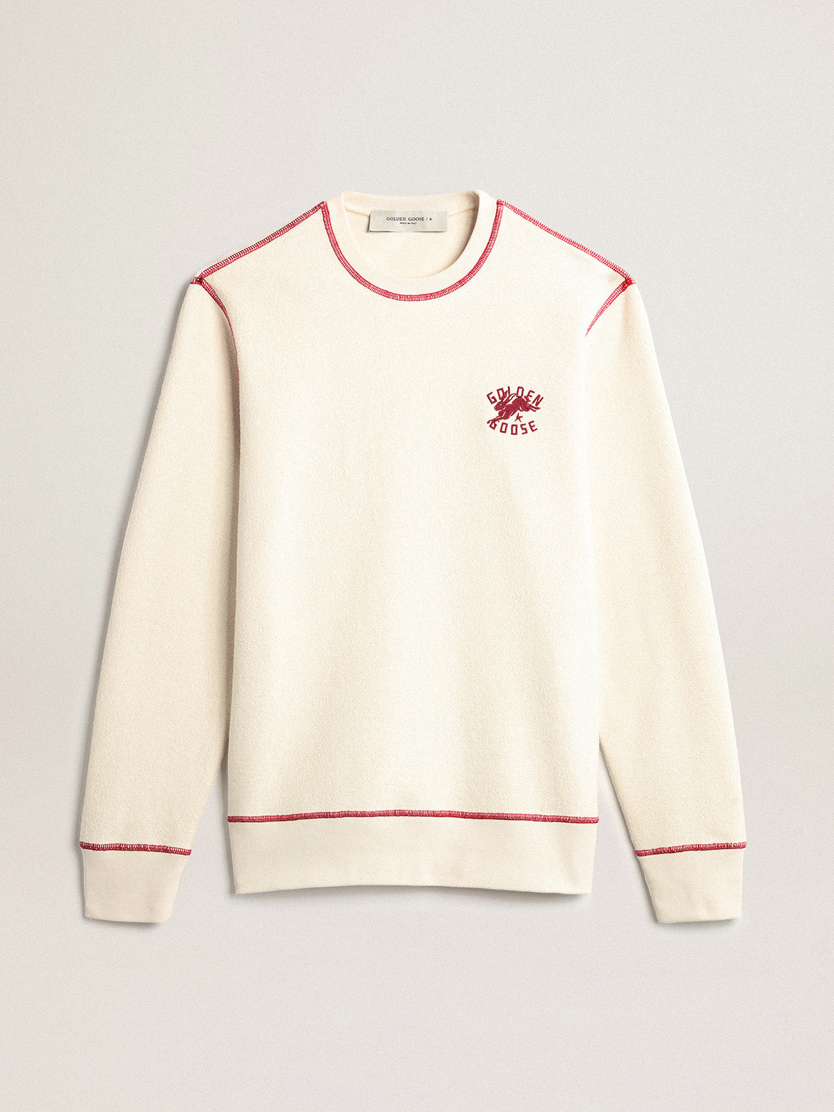 Men's heritage white sweatshirt with CNY logo| Golden Goose