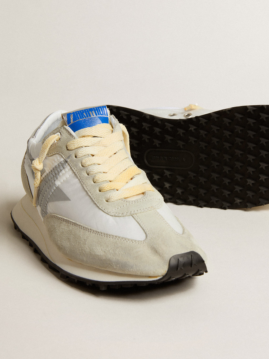 Men's Marathon with white nylon upper and silver star| Golden Goose