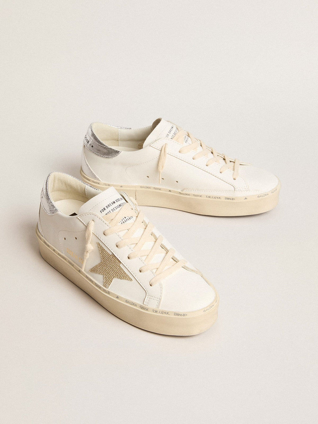 Women's Hi Star with gold glitter star and lizard-print leather heel tab| Golden Goose