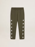 Boys' military-green joggers with white stars| Golden Goose