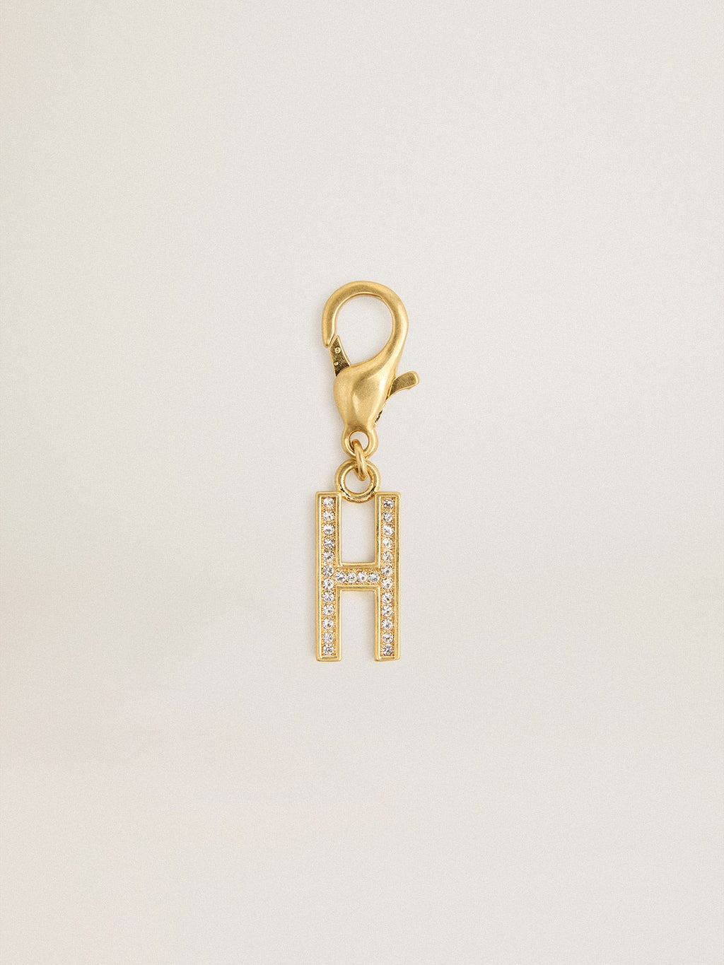 Letter H charm in gold-colored brass with crystals| Golden Goose
