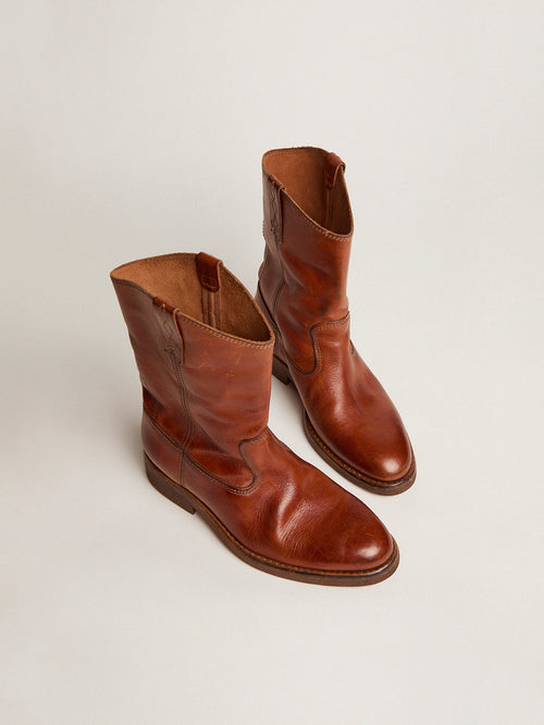 Biker boots in tan-colored leather| Golden Goose