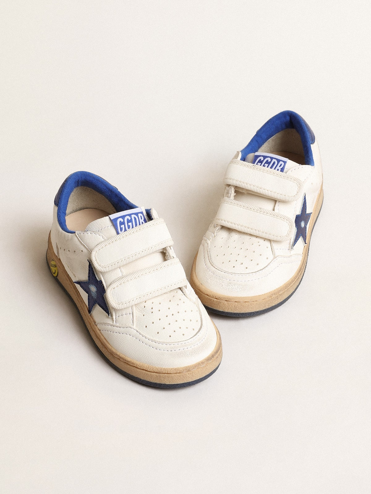 Ball Star Young with blue metallic leather star and heel tab| Golden Goose