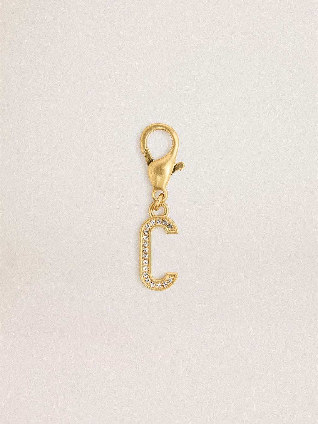 Letter C charm in gold-colored brass with crystals| Golden Goose