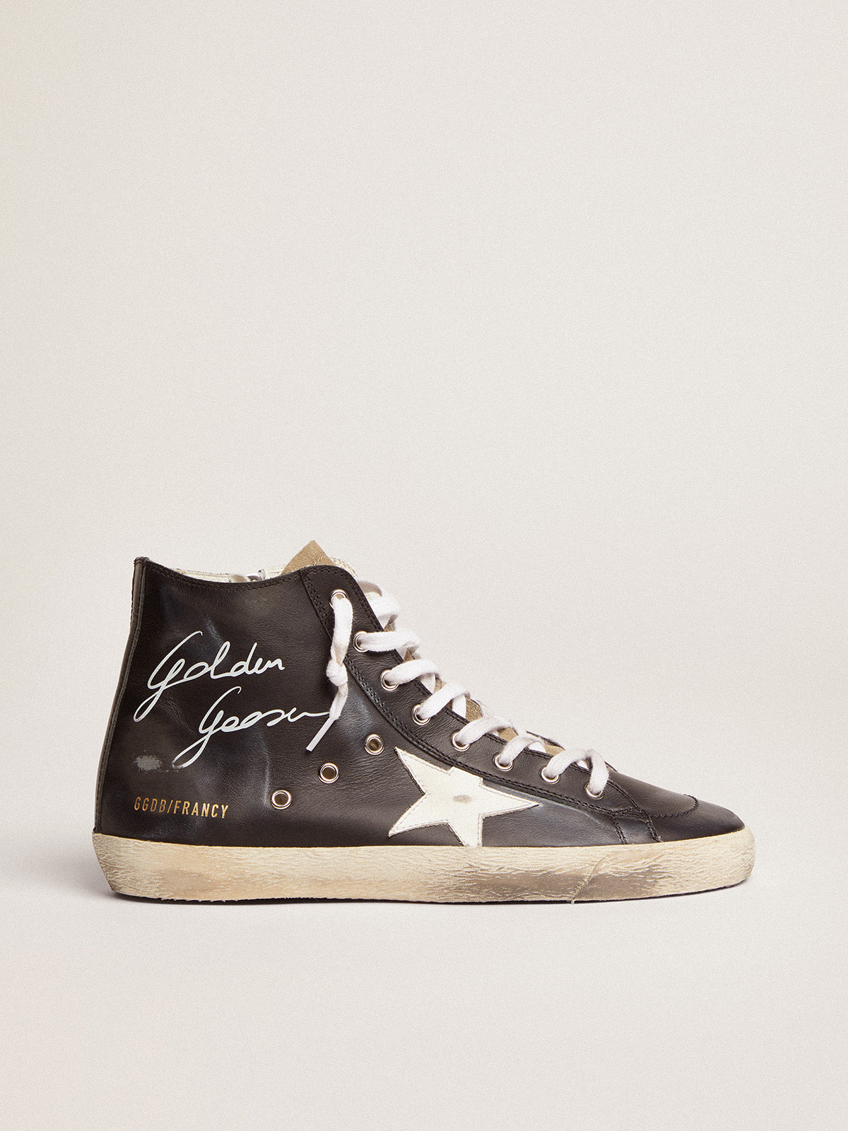 Women's Francy with black leather upper and white star| Golden Goose