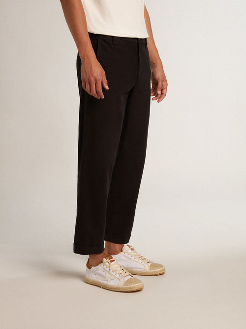 Black cotton gabardine chinos| Golden Goose