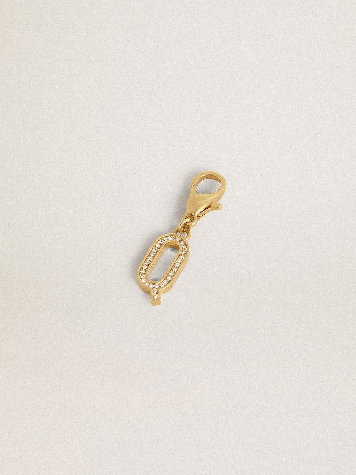 Letter Q charm in gold-colored brass with crystals| Golden Goose