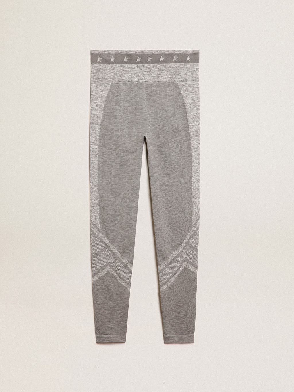 Women's gray melange leggings with mixed stitching| Golden Goose