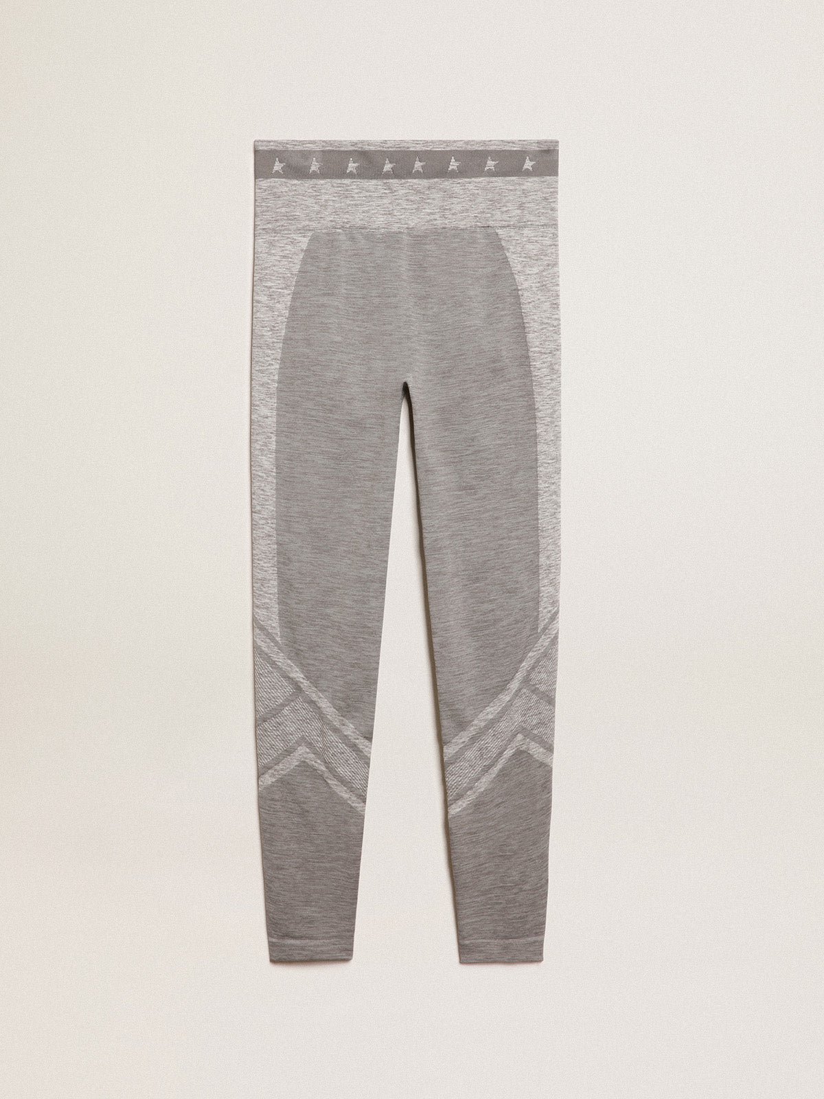 Women's gray melange leggings with mixed stitching| Golden Goose