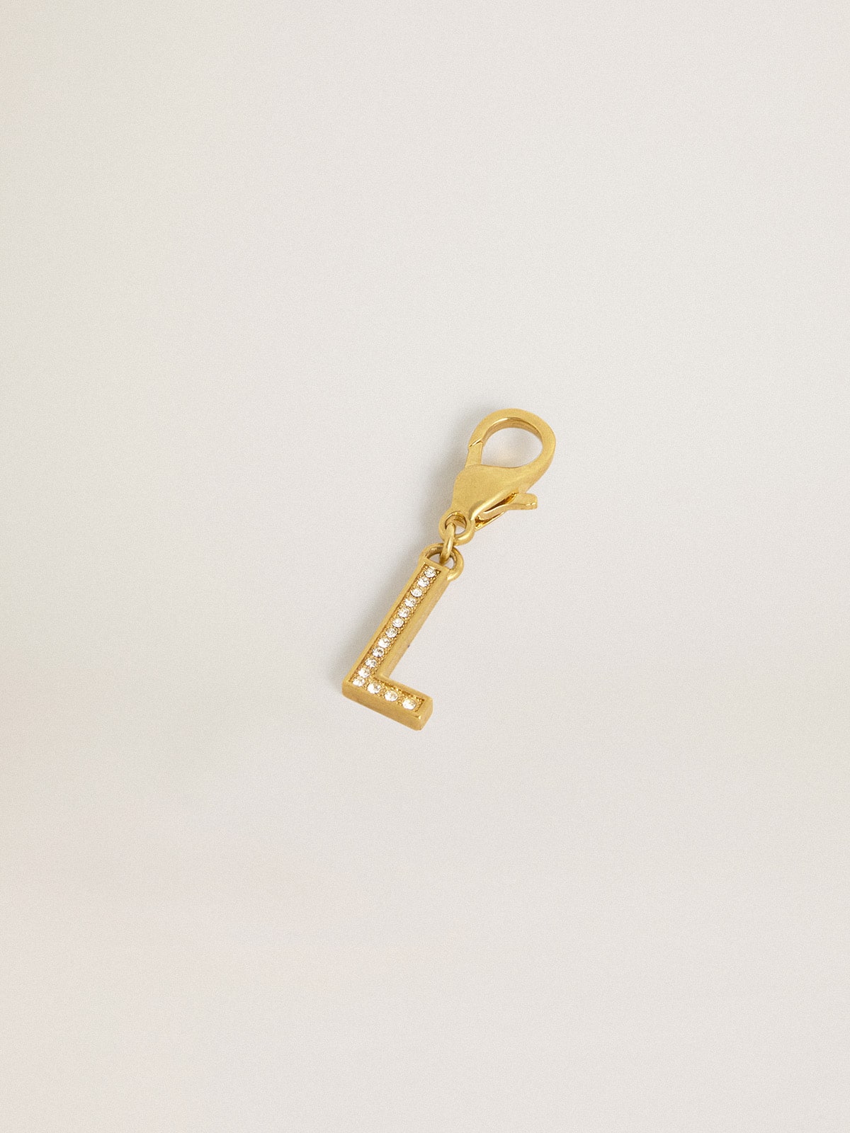 Letter L charm in gold-colored brass with crystals| Golden Goose