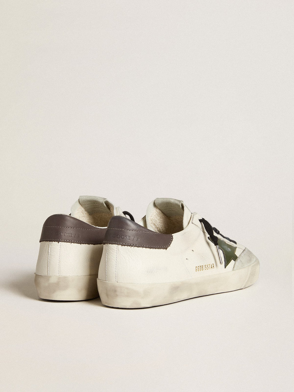 Men's Super-Star in nappa with green leather star and gray leather heel tab| Golden Goose