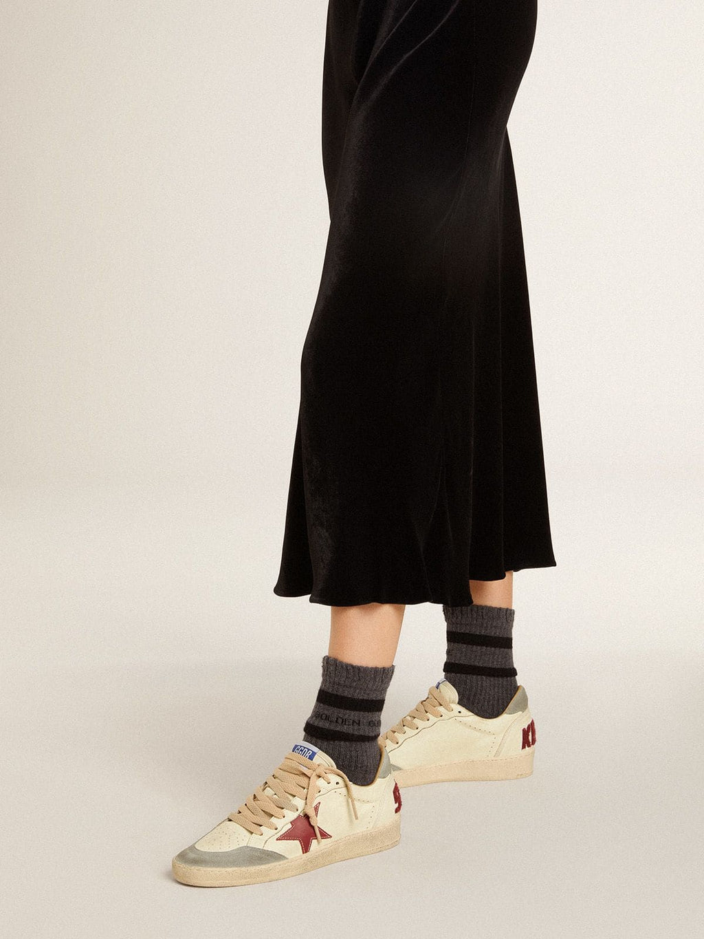 Ball Star LTD in nappa with leather star and silver suede heel tab| Golden Goose