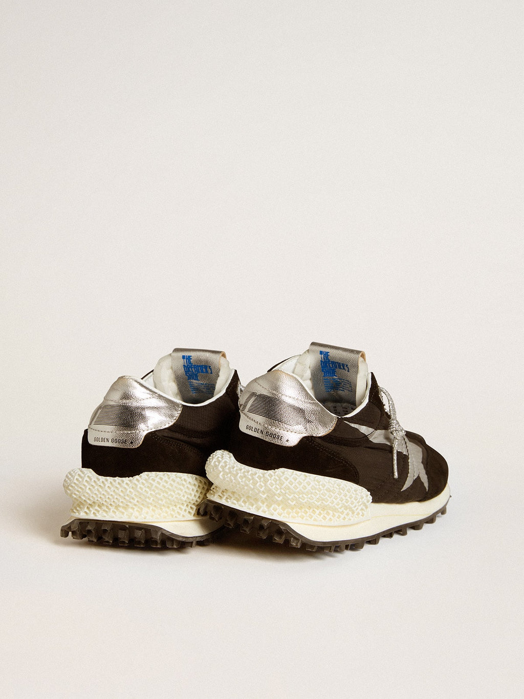 Men's Marathon with black ripstop nylon upper and silver star| Golden Goose