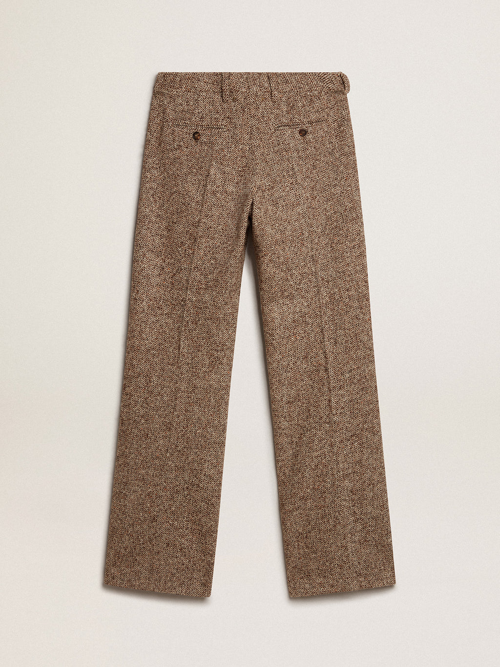 Women's pants in beige and brown wool and silk blend fabric| Golden Goose