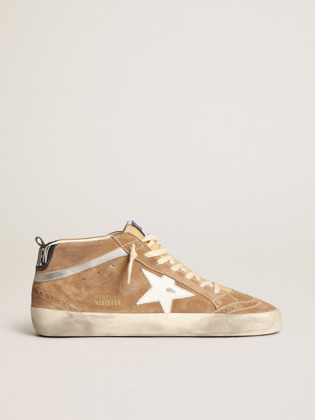 Men's Mid Star in tobacco-colored suede with white leather star| Golden Goose