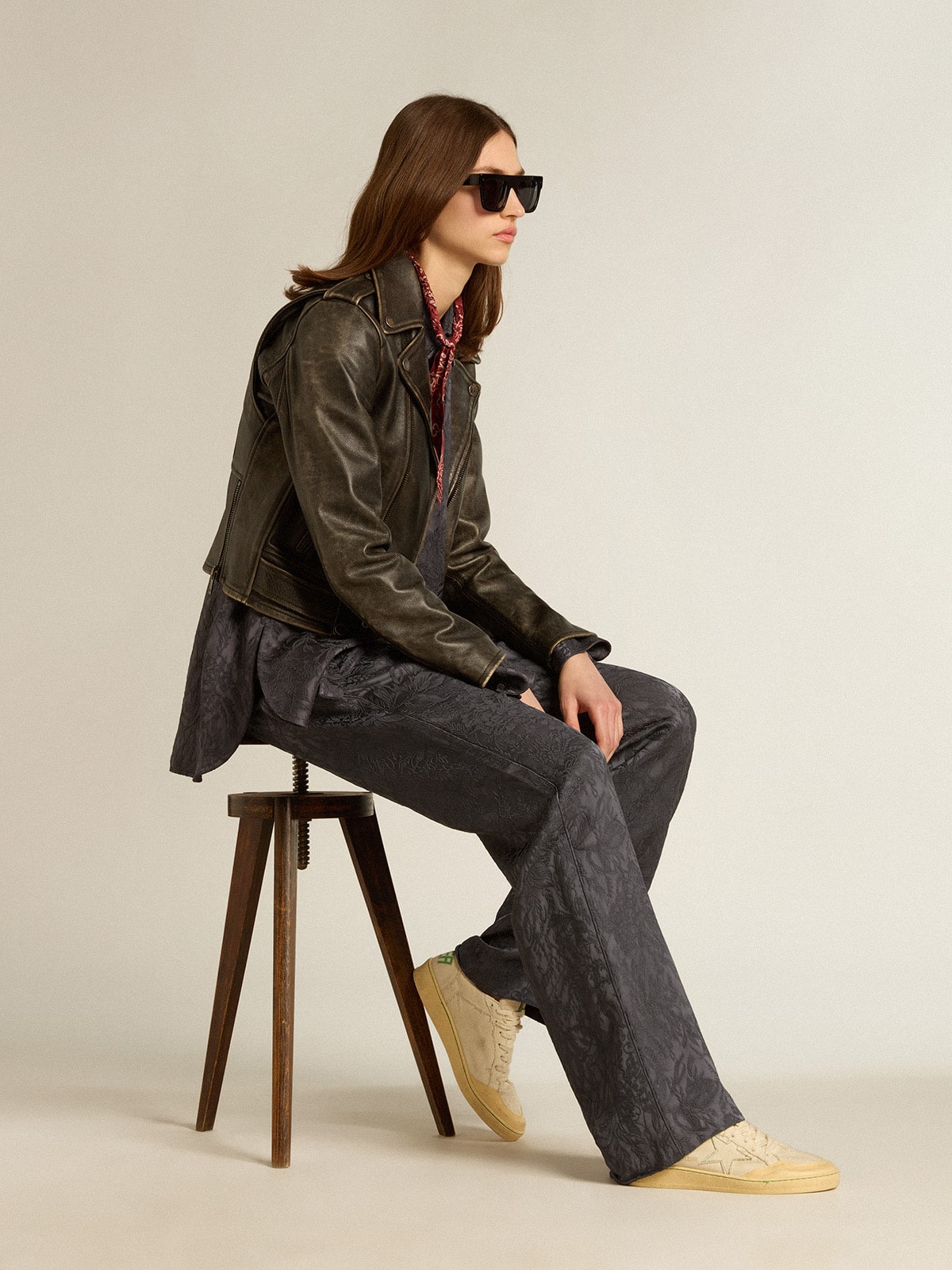 Ball Star LTD with vanilla canvas star and leather heel tab| Golden Goose