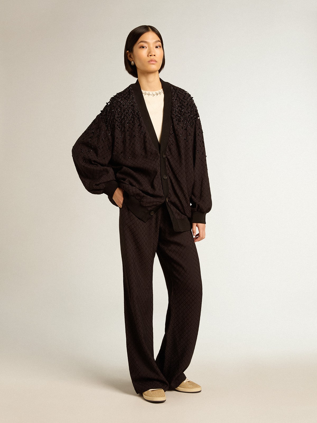 Women's black viscose joggers