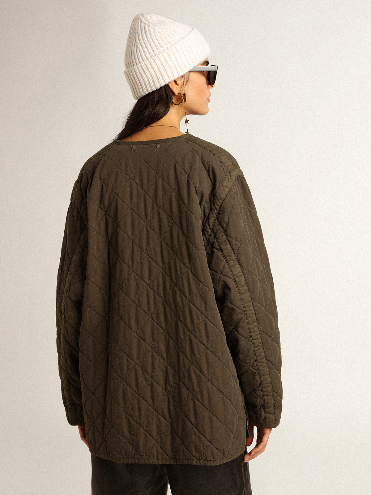 Olive-green quilted jacket| Golden Goose