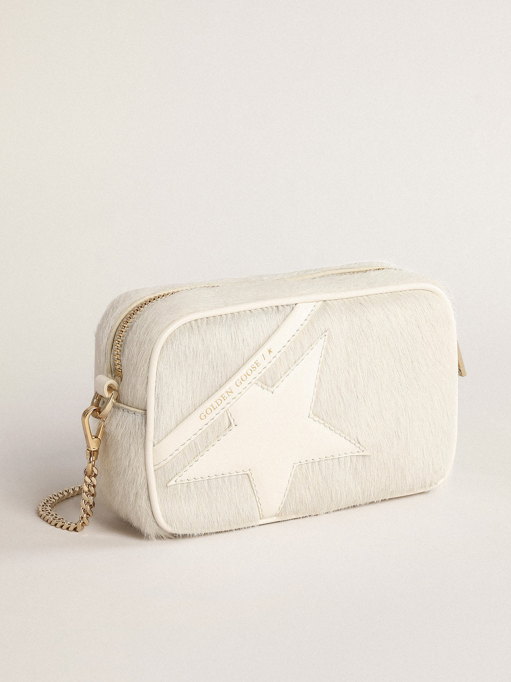 Mini Star Bag in heritage white leather with tone-on-tone star| Golden Goose