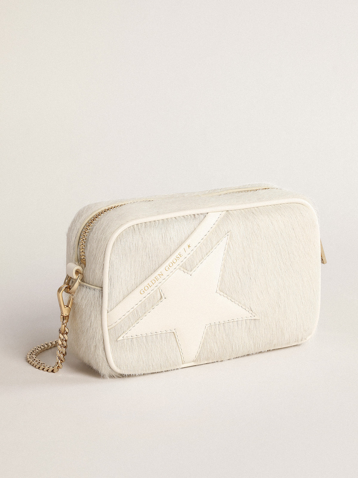 Mini Star Bag in heritage white leather with tone-on-tone star| Golden Goose