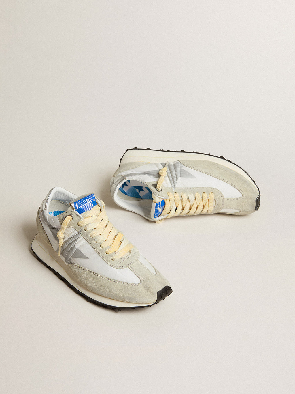 Men's Marathon with white nylon upper and silver star| Golden Goose