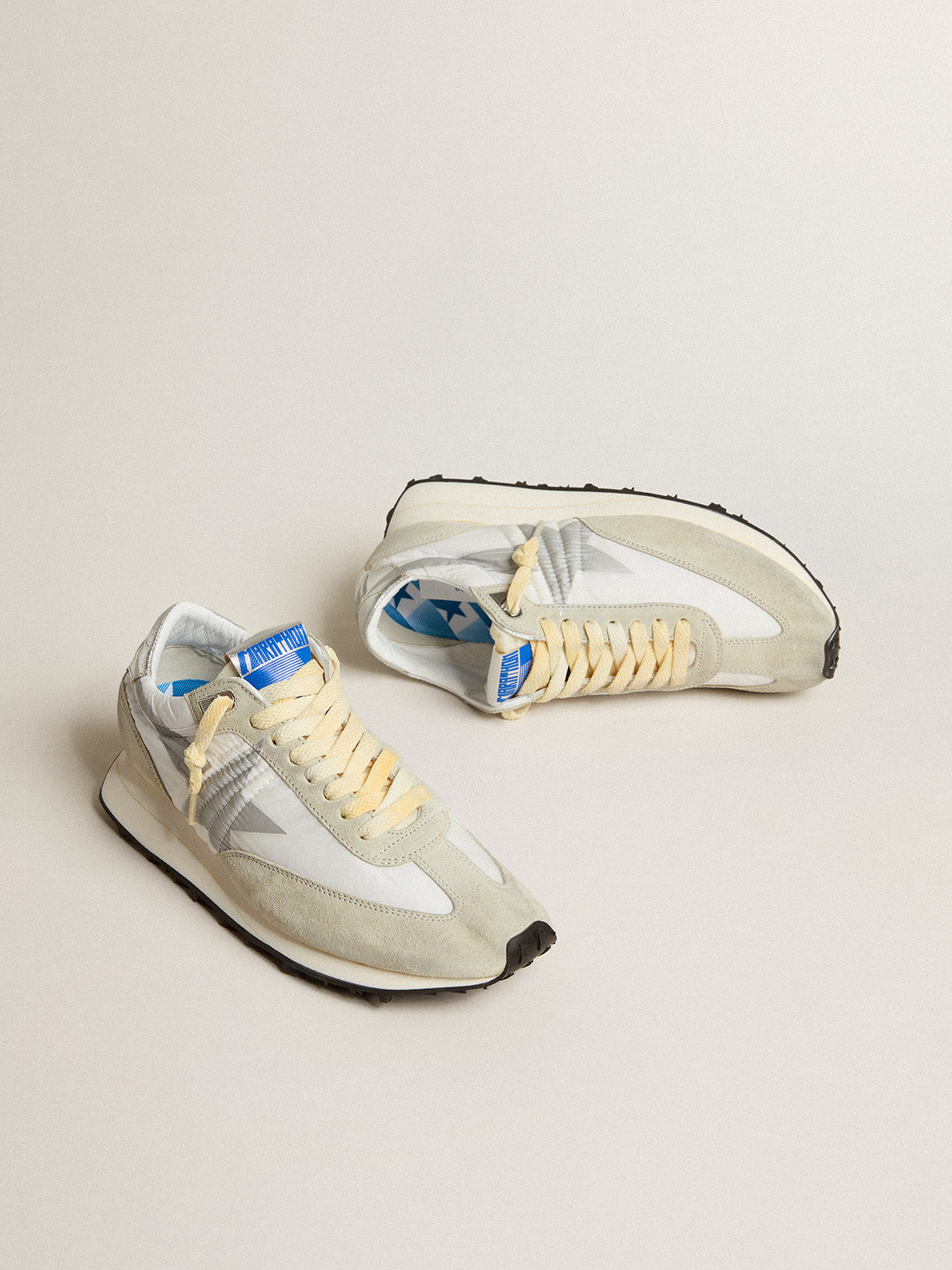 Men's Marathon with white nylon upper and silver star| Golden Goose