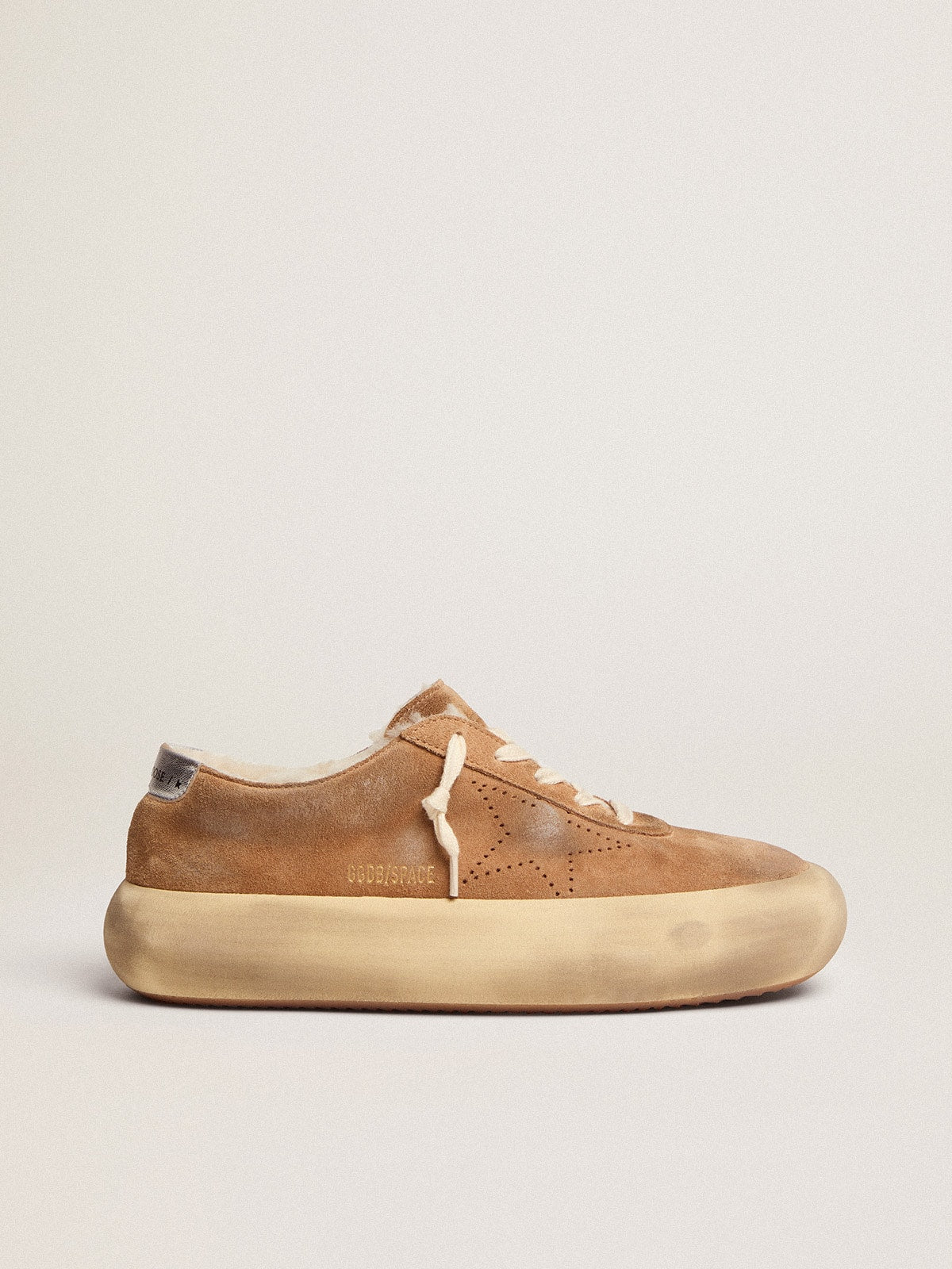 Men's Space-Star in tobacco-colored suede and shearling lining| Golden Goose